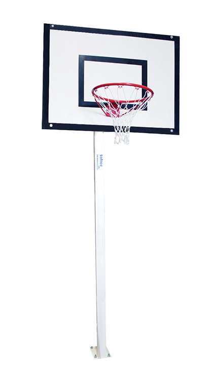 JUEGO CANASTAS MINIBASKET DELUXE MONOTUBO TUBO 100 FIJAS CON BASE PARA ANCLAJE -SIN TABLERO NI ARO-