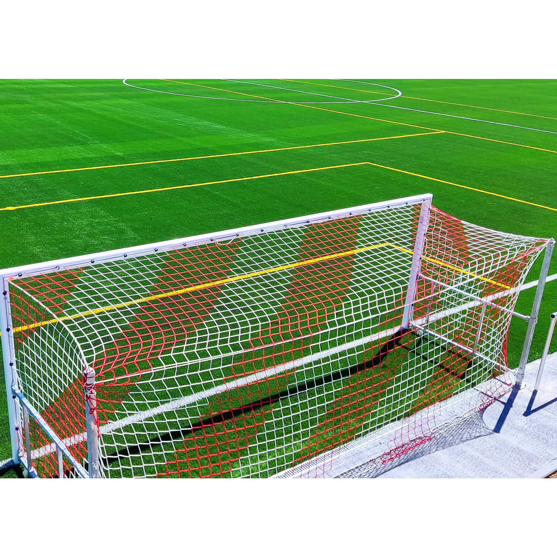 JUEGO DE 2 REDES FUTBOL 11 4 MM POLIPROPILENO MALLA 120 TIPO CAJÓN BICOLOR