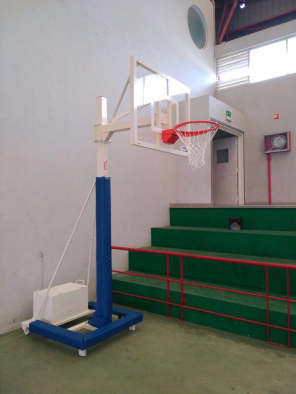 JUEGO DE 2 CANASTAS MINIBASKET DELUXE MONOTUBO TUBO 100 TRASLADABLE 2 RUEDAS CON CARRO  -SIN TABLERO,ARO - Imagen 2