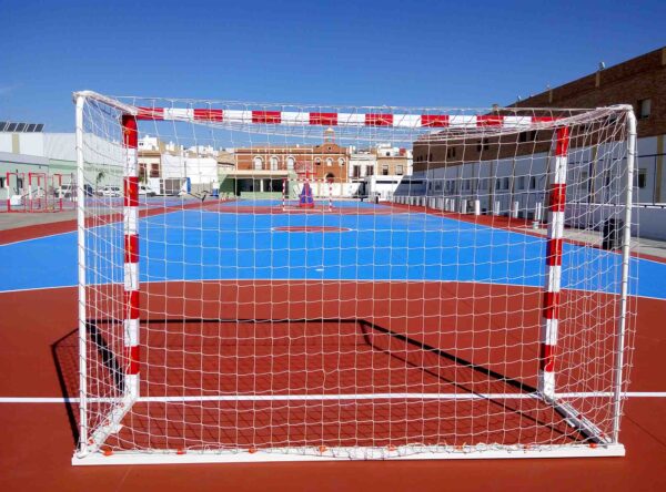 JGO PORTERÍAS F.SALA/BALONMANO METÁLICAS TRASLADABLES 80X80MM CON BASE 80X40MM - Imagen 3