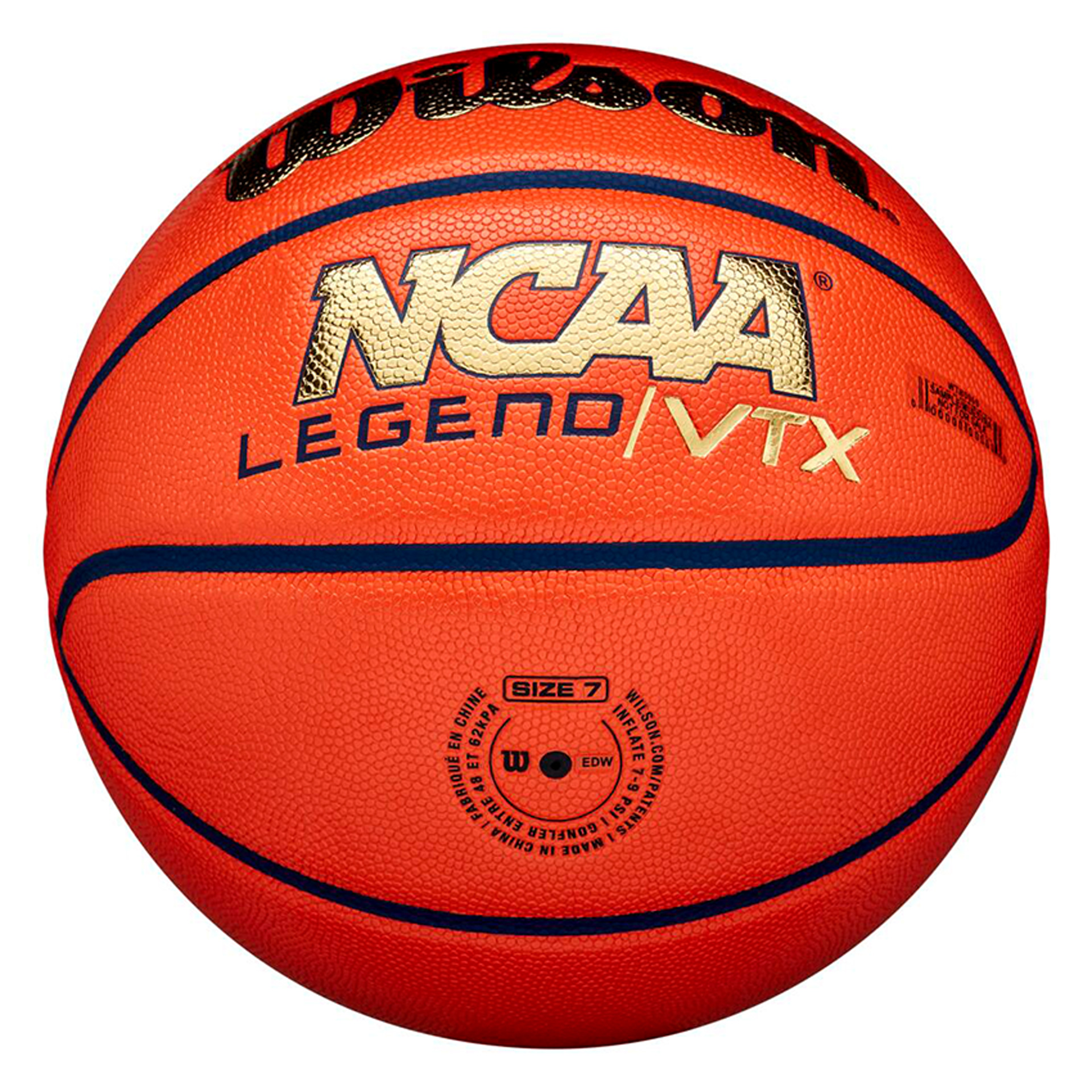 BALÓN BALONCESTO WILSON NCAA LEGEND VTX BSKT ORANGE/GOLD TALLA 7 - Imagen 2