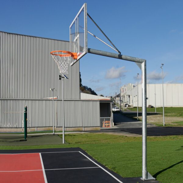 JGO CANASTAS GALVANIZADAS BALONCESTO MONOTUBO NEW TUBO 114 MM FIJAS CON BASE ANCLAJE-SIN TABLERO,ARO - Imagen 4