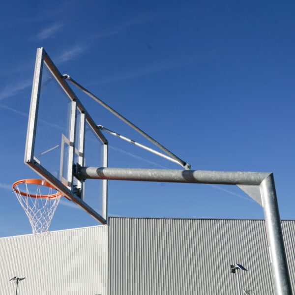 JGO CANASTAS GALVANIZADAS BALONCESTO MONOTUBO NEW TUBO 114 MM FIJAS CON BASE ANCLAJE-SIN TABLERO,ARO - Imagen 5