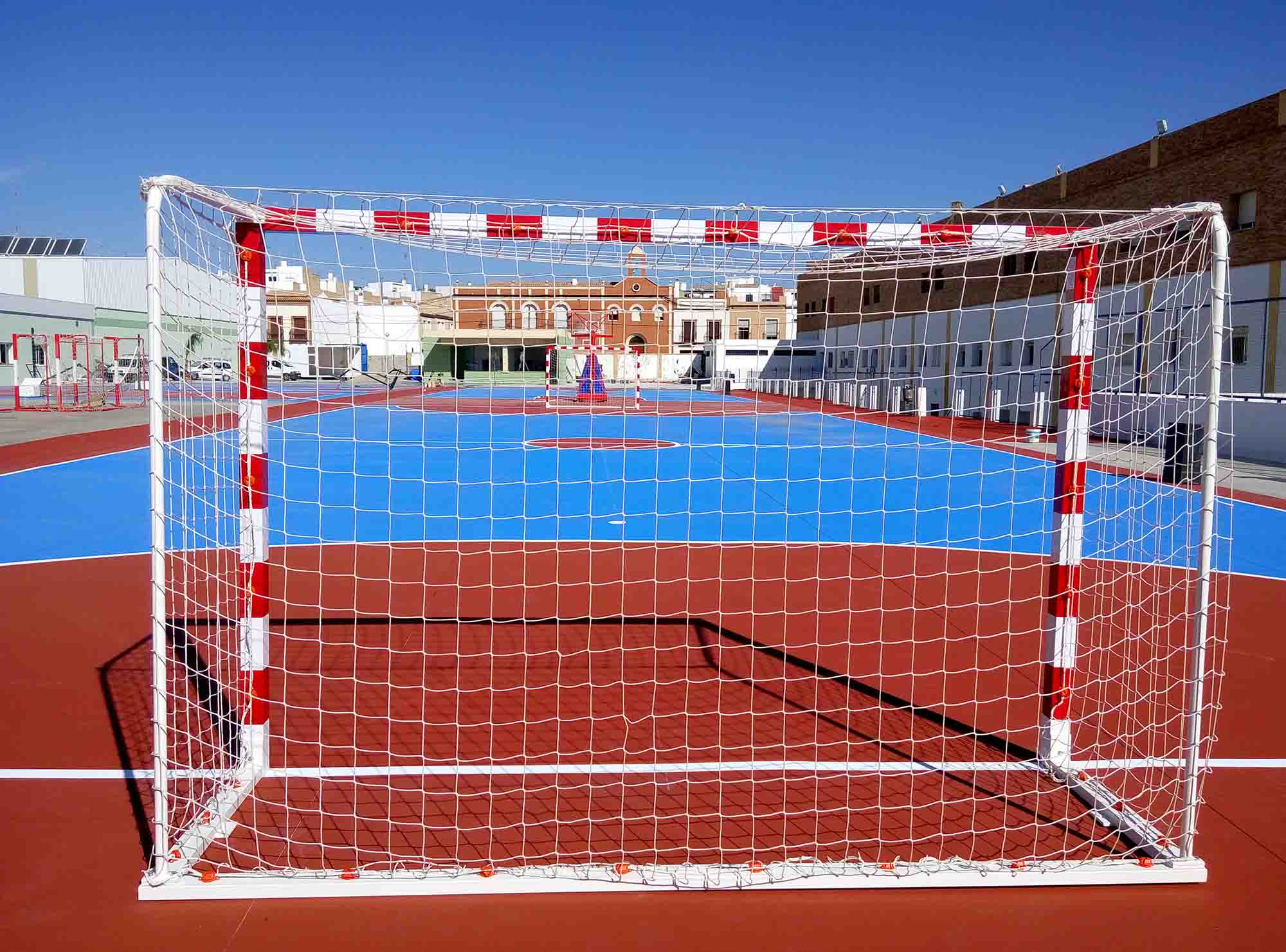 JGO PORTERÍAS F.SALA/BALONMANO METÁLICAS TRASLADABLES 80X80MM CON BASE 80X40MM - Imagen 2