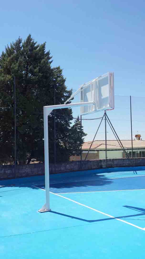 JUEGO DE 2 CANASTAS BALONCESTO MONOTUBO NEW TUBO 114 MM FIJAS  -SIN TABLERO, ARO- CON BASE DE ANCLAJE - Imagen 2