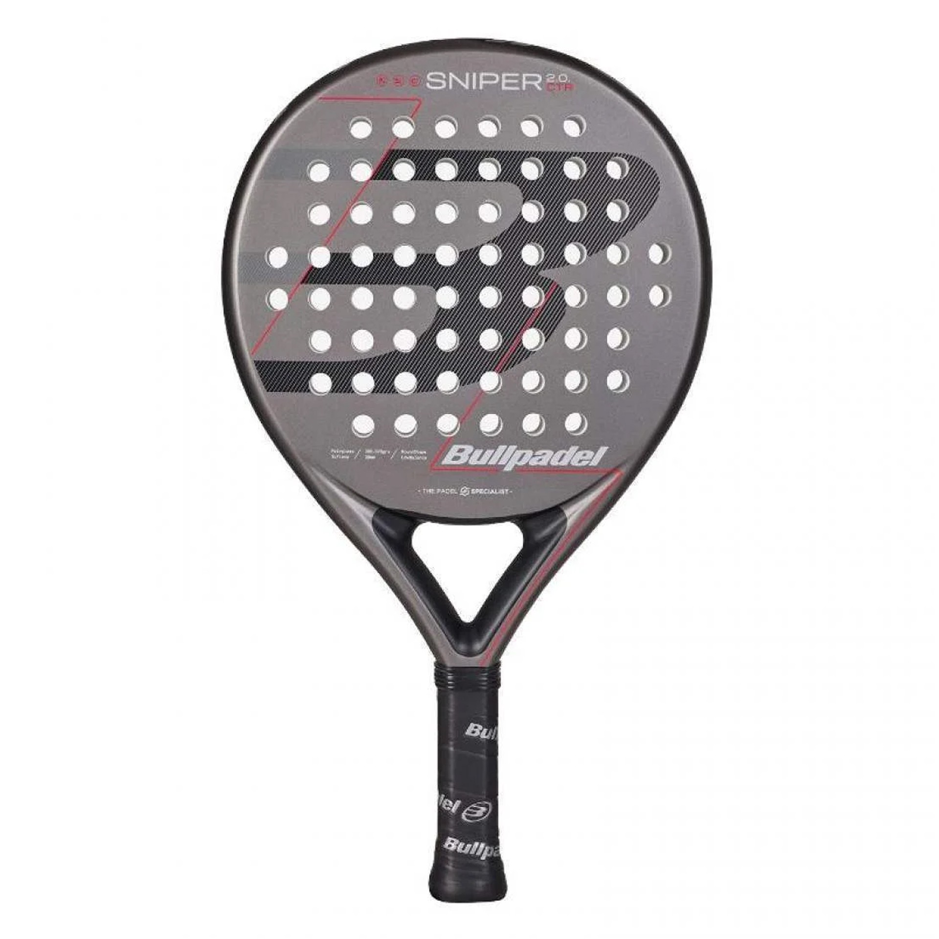 PALA PÁDEL BULLPADEL SNIPER 2.0 CONTROL GRIS OSCURO 2026 - Imagen 3