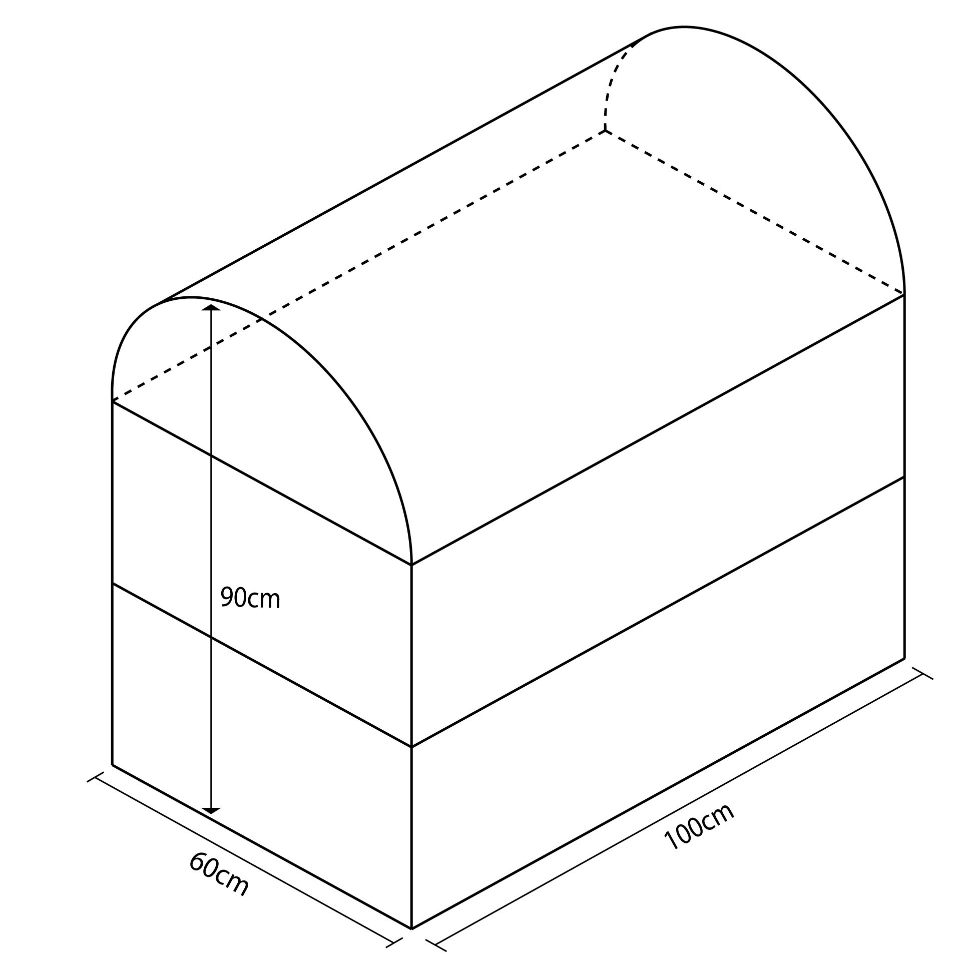 PLINTON DESMONTABLE CURVO DE ESPUMA -TRES PIEZAS- 100X60X90CM - Imagen 2